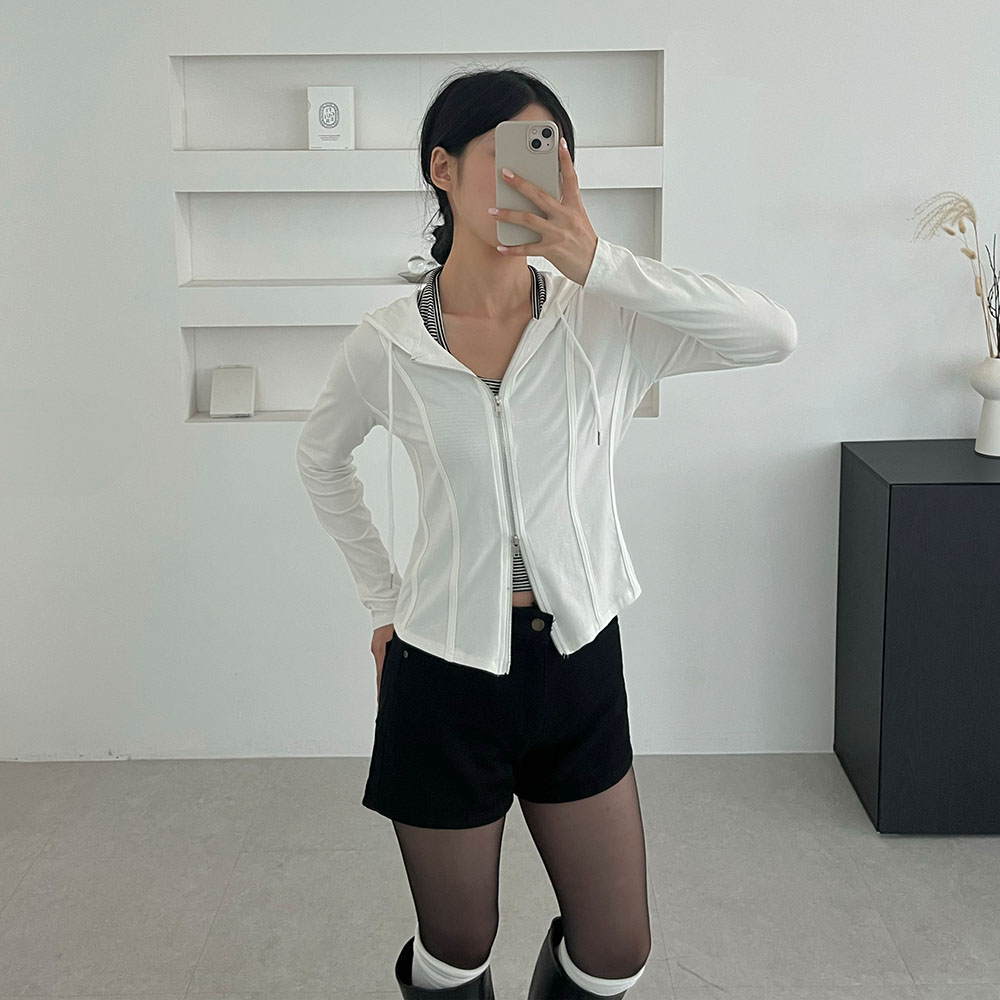 얇은후드집업 크롭 투웨이 집업후드 이미지 8