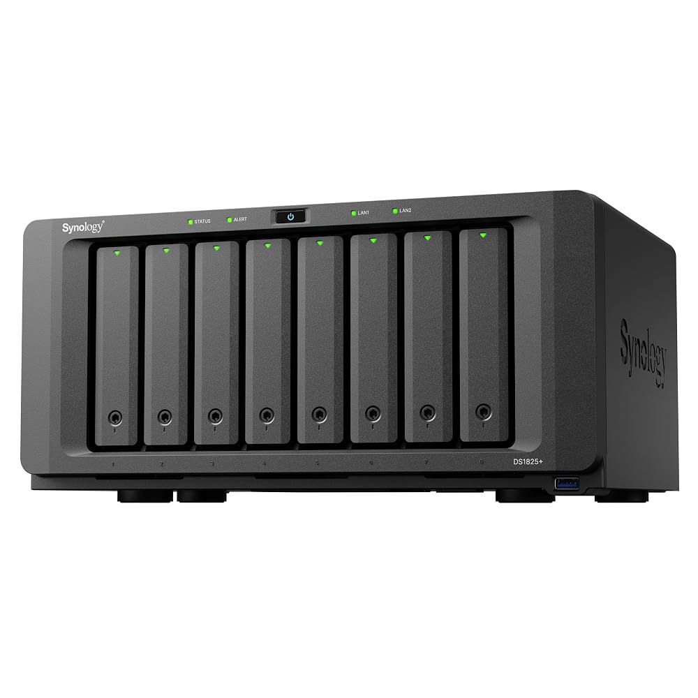 Synology DS1825 이상 엔터프라이즈 비디오 제작 및 스토리지 - 360TB, 25GbE 속도 미션 크리티컬 안정성(8-Bay 디스크리스 NAS)으로 확장 가능 - 상품 이미지