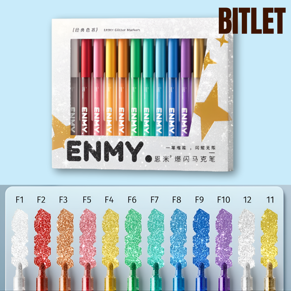 [정품] ENMY 글리터 아크릴 마커 엔미 마카펜 페인트 직액식 비뜰렛 12색, 1개 - 상세 이미지 2