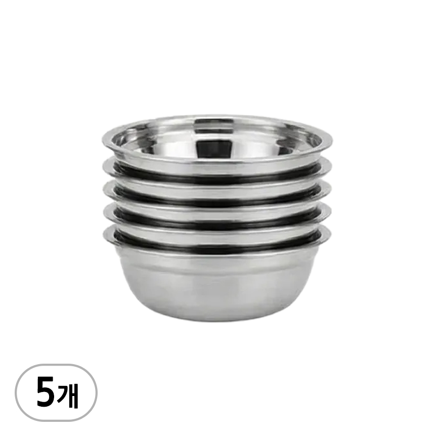 (스텐 양푼 19cm-5개) 스텐그릇 사료 비빔기 양푸니 스텐볼 믹싱볼 샐러드볼 스텐인레스 국그릇 - 상품 이미지