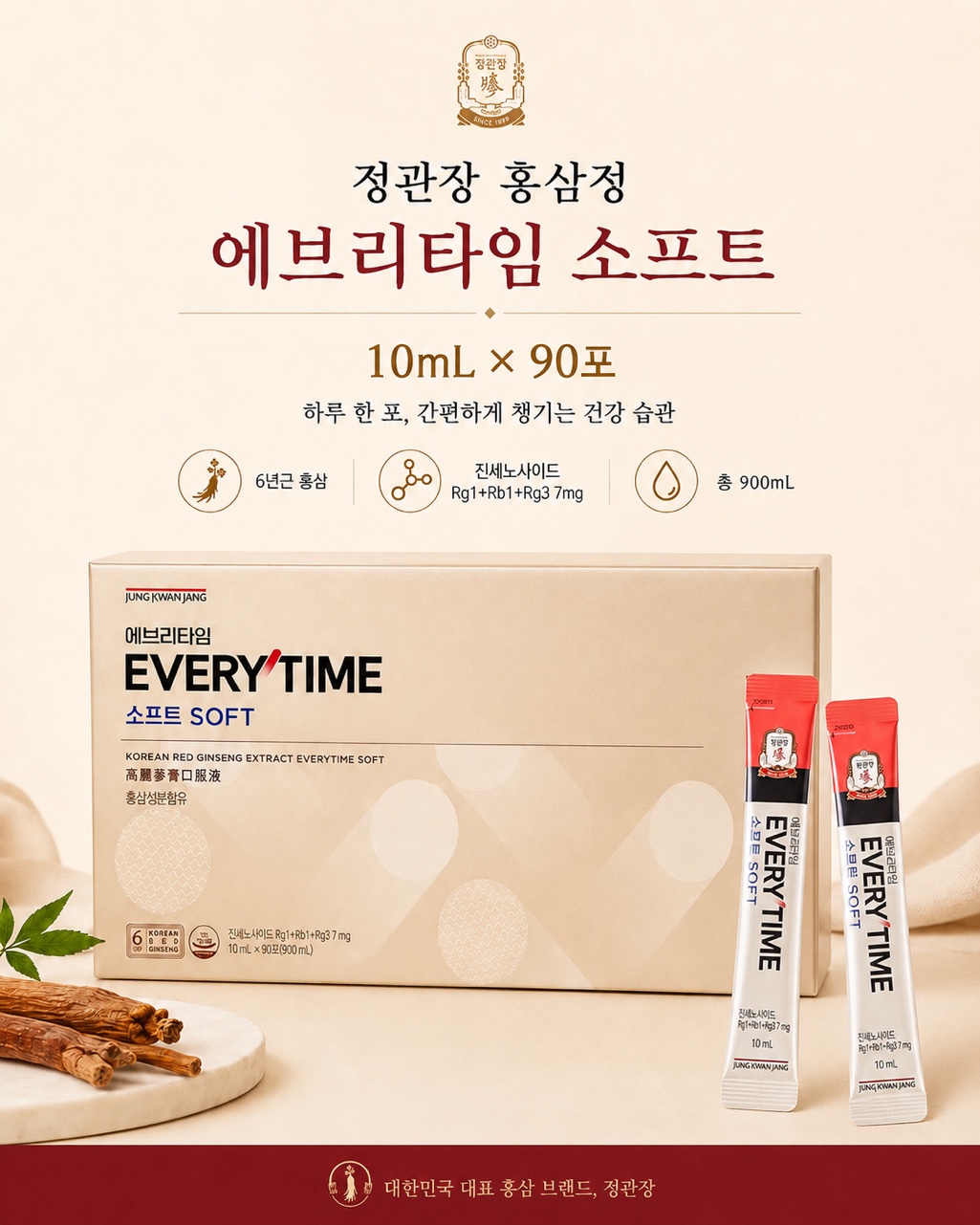 (쇼핑백포함)정관장 홍삼정 에브리타임 소프트 10ml x 90포 홍삼스틱 이미지 6