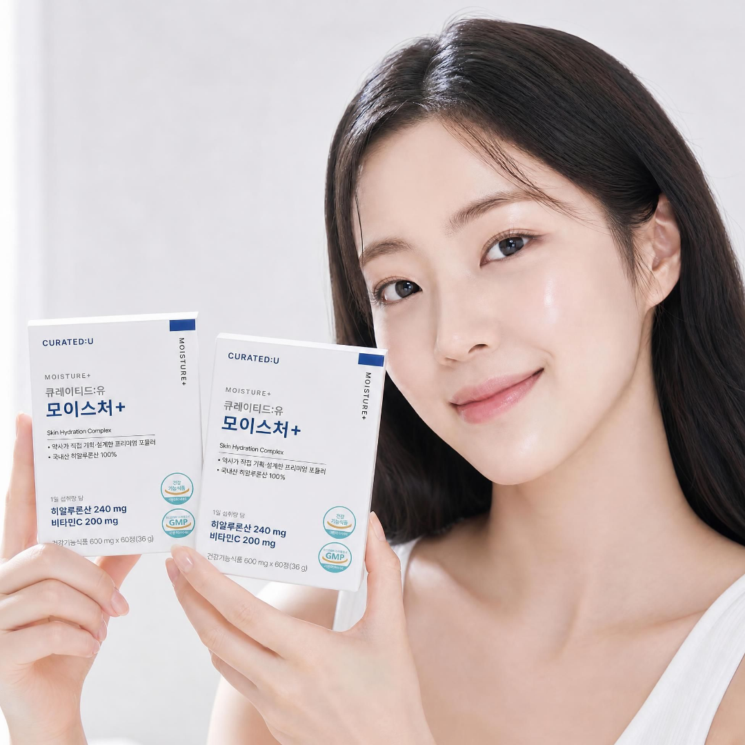 큐레이티드유 모이스처플러스 약사개발 먹는 히알루론산 피부보습 속건조 이너뷰티 60정, 2개 - 상세 이미지 3