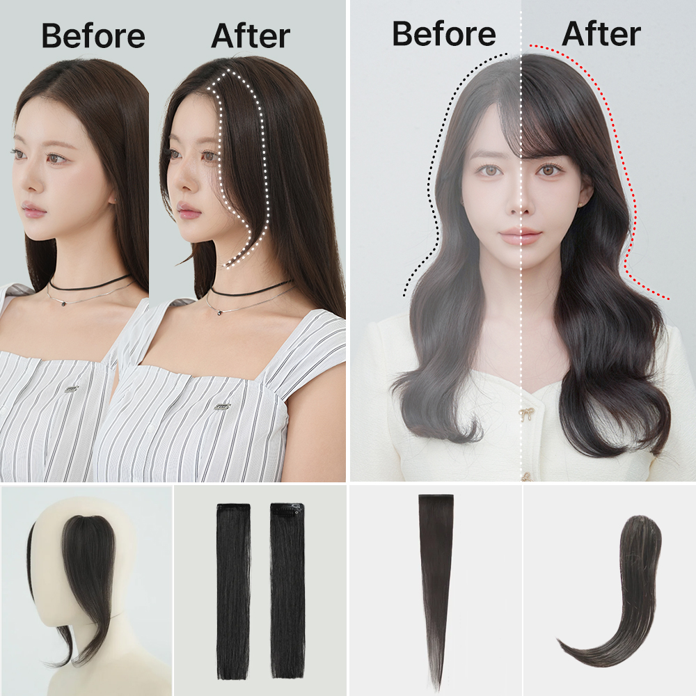 가발나라 앞머리, 옆머리용 사이드 붙임머리 100%인모 BEST 모음전 - 상품 이미지
