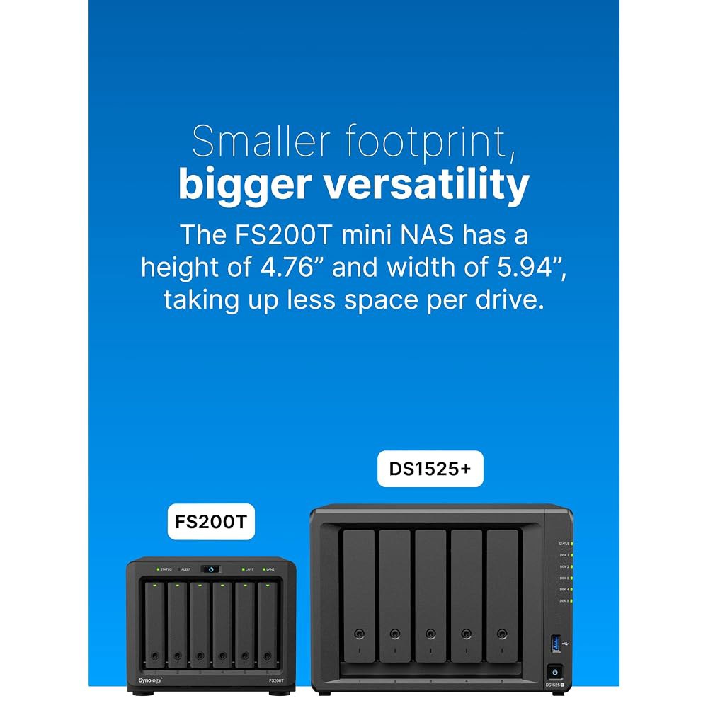 Synology FlashStation FS200T 올-플래시 NAS 6-Bay 2.5인치 SATA SSD, 인텔 셀러론 J4125, 4GB DDR4(최대 8GB), 2.5GbE - 상세 이미지 3