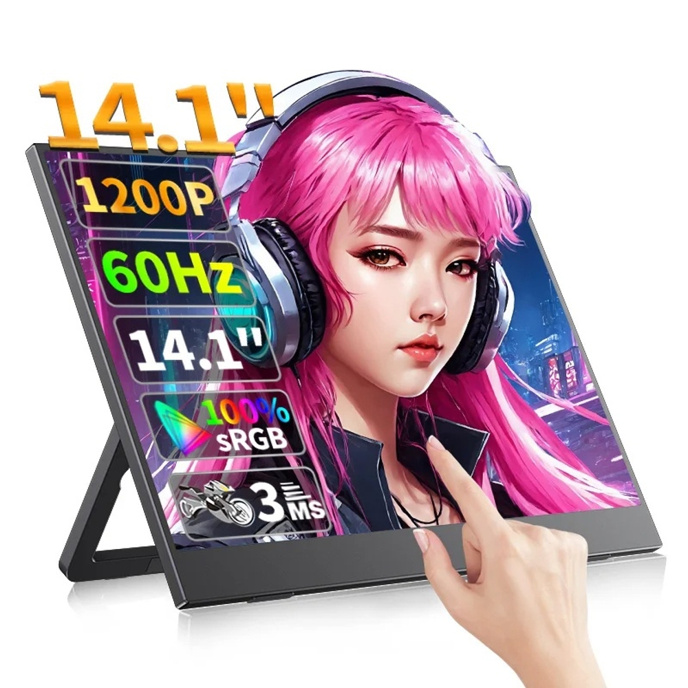 터치 모니터 스크린 휴대용 포터블 모니터 14.1인치 게임용 확장디스플레이 노트북용 - 상품 이미지