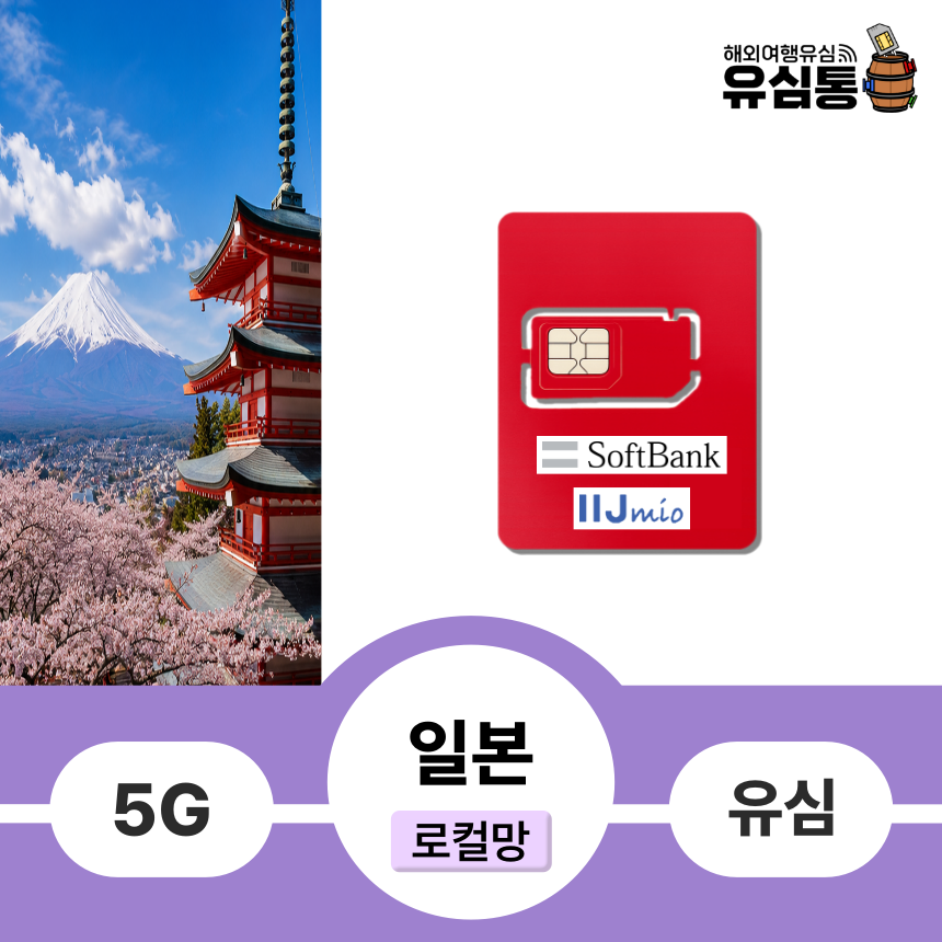 일본유심칩 5G무제한 오사카 후쿠오카 대마도 나고야 오키나와 삿포로4일 1일 매일 1GB - 상품 이미지