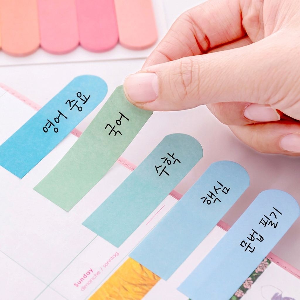 파스텔 라운드 접착 메모지 인덱스 플래그 120매 다꾸 공부용 점착 책 표시 스티커 - 상세 이미지 3