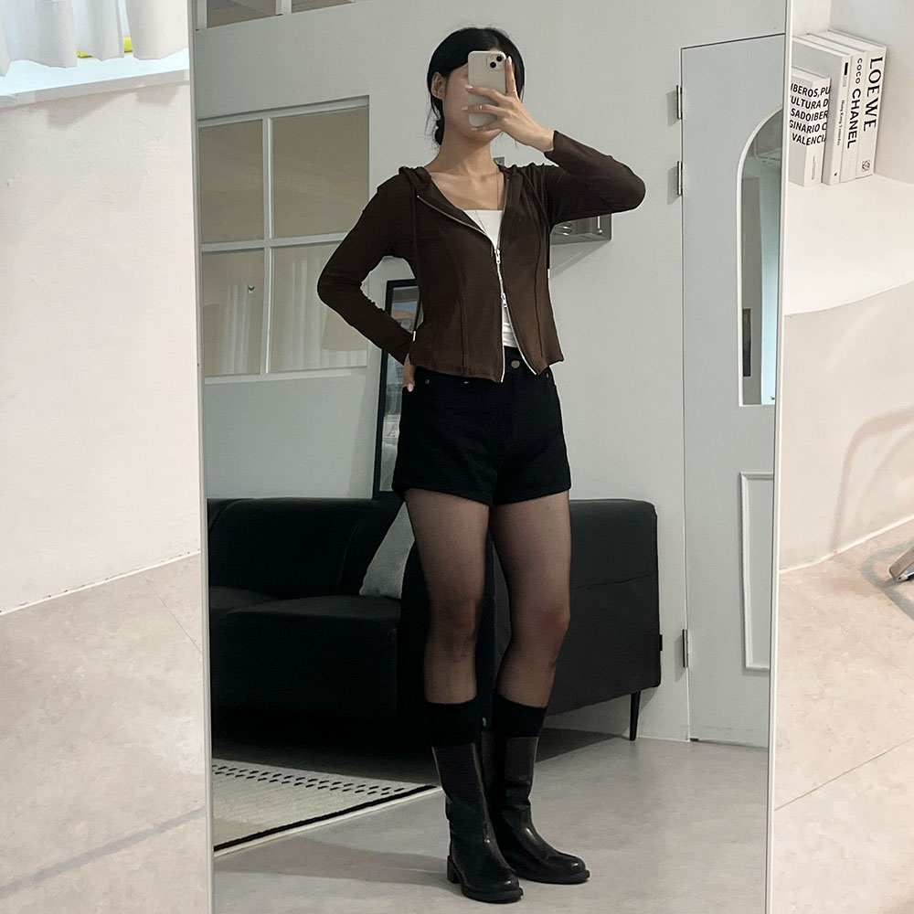 얇은후드집업 크롭 투웨이 집업후드 이미지 7