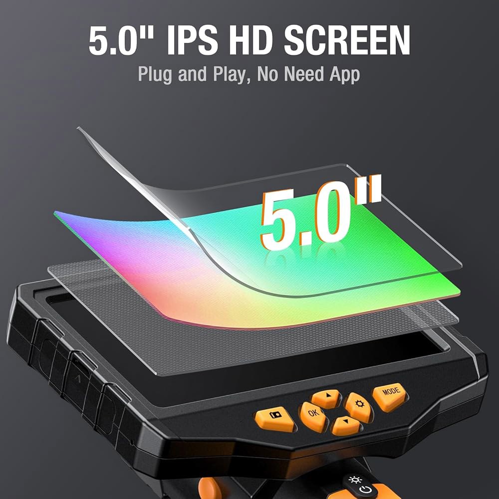 벽 및 엔진 점검용 Teslong 5 듀얼 렌즈 보어스코프 Endoscope 카메라 | IPS 화면 16.57개의 LED가 장착된 FT 케이블 산업용 내시경 Endoscope, - 상세 이미지 3