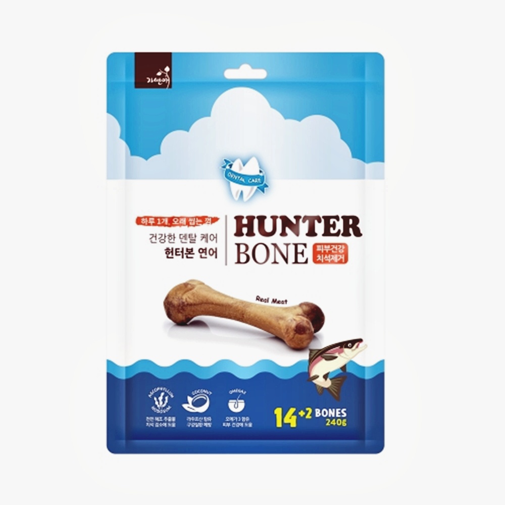 자연애 헌터본 개껌 덴탈껌 치석제거 연어 16p, 240g, 1개 - 상세 이미지 3
