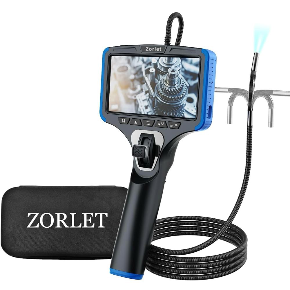 조를렛 양방향 조인트 보어스코프 Endoscope 카메라, 라이트 포함, 산업용 내시경 검사 0.25인치 슬림 프로브, 방수 스네이크 스코프, 정비 및 엔진 검사용 - 5피트 - 상품 이미지