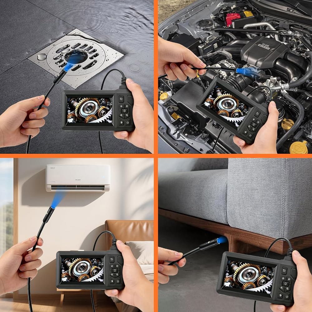 조명과 이중 렌즈가 장착된 내시경 Endoscope 카메라 검사용 보어스코프 Endoscope4.3인치 IPS 화면, 1080P HD 해상도, 8개의 LED 조명, 16.5인치FT - 상세 이미지 2