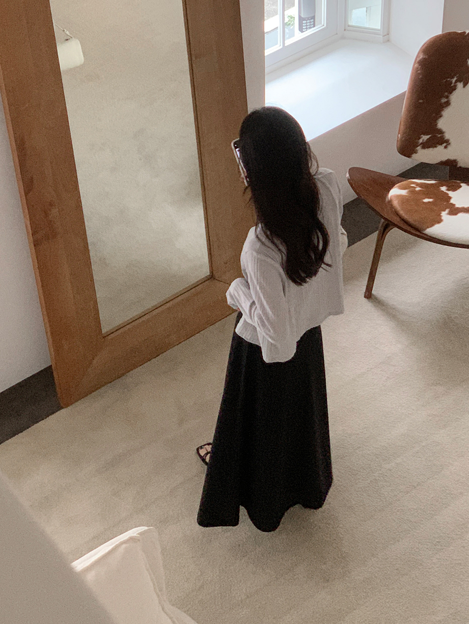 [자체제작] 3083 말랑쫀쫀 밴딩 플레어 a라인 롱 스커트 치마 이미지 6