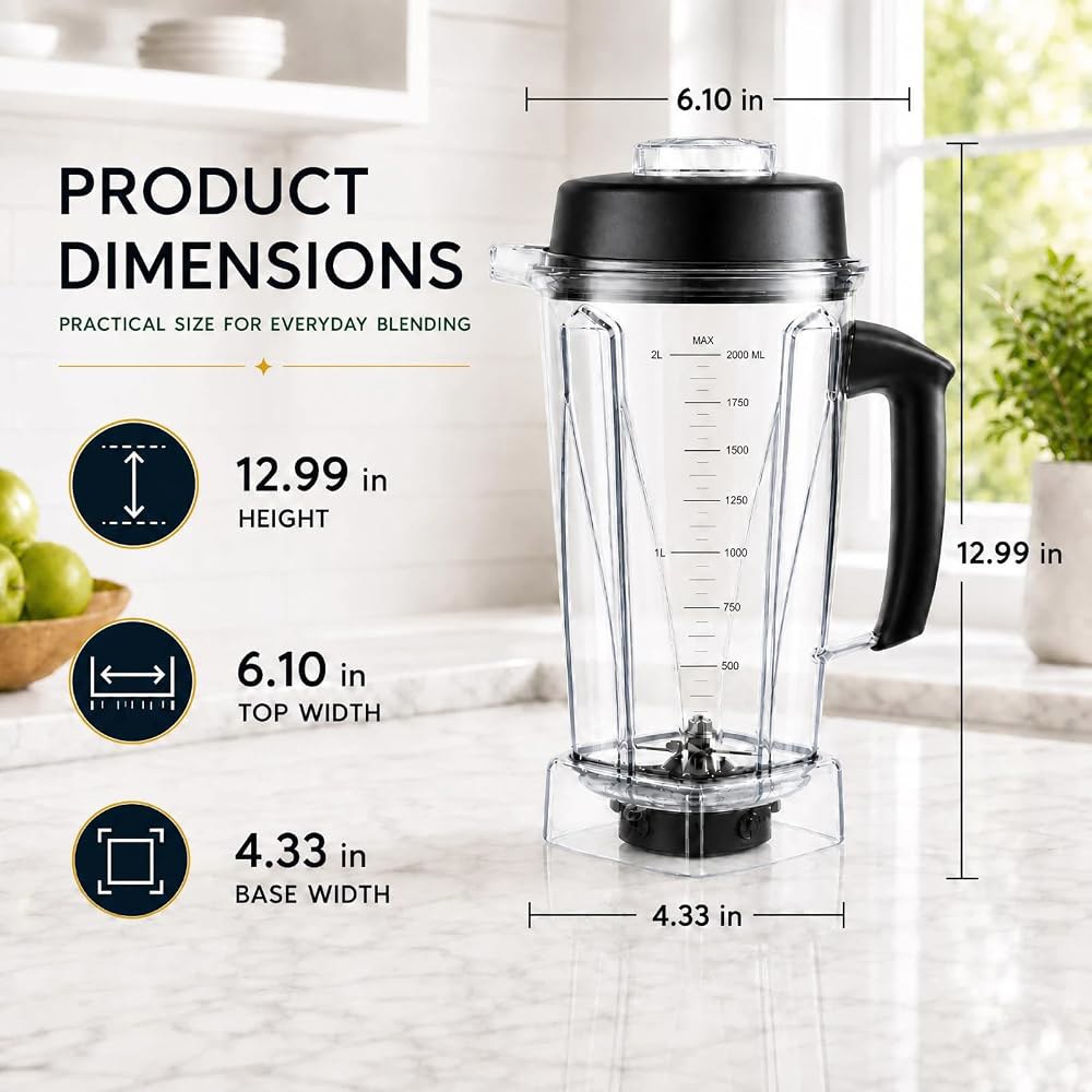 블렌더 피처 64oz, Vitamix 5200, 5000, 5300, 6300, 7500, 750, E310, VM0101, VM0103, VM0197, Classic /Explo - 상세 이미지 2