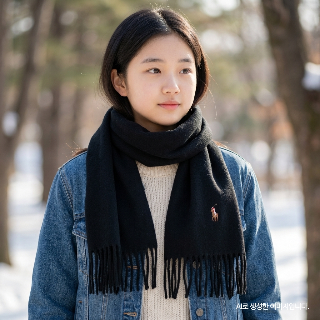 폴로 랄프로렌 남녀공용 목도리 스카프 머플러 PC1047-001 블랙 미국판 - 상품 이미지