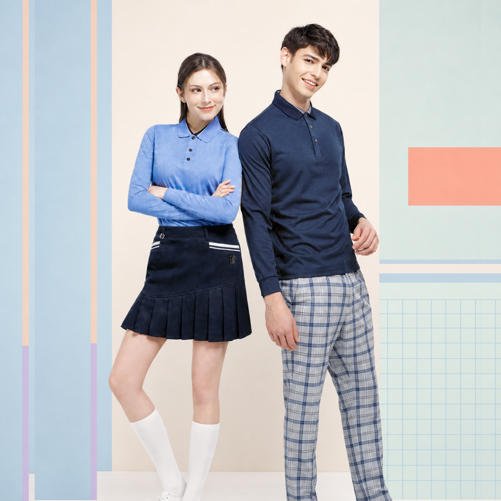 (5color)카치온투톤배색 긴팔티셔츠 식당 업소 단체유니폼 음식점유니폼 홀서빙복 - 상세 이미지 3