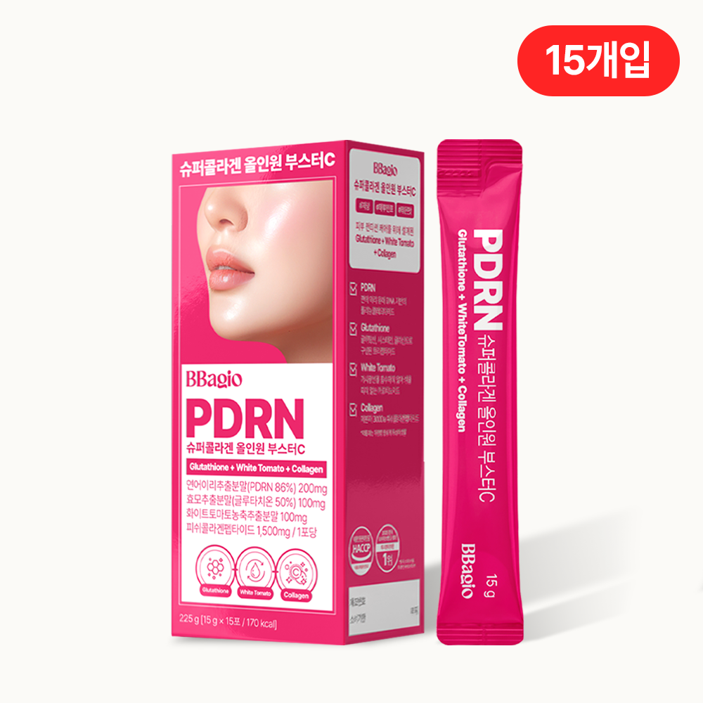 [바지오] PDRN 슈퍼콜라겐 올인원 부스터C 15g x 15포 - 상품 이미지