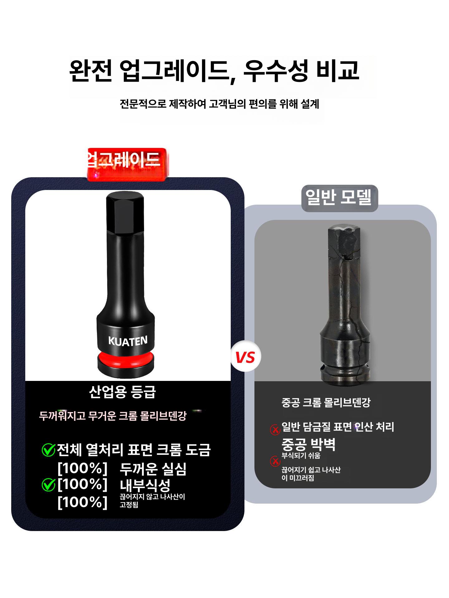 육각 소켓 비트 세트 복스알 렌치 드라이버 정비 공구 케이스 8 피스 육각 세트 H5 - H19 - 상세 이미지 3