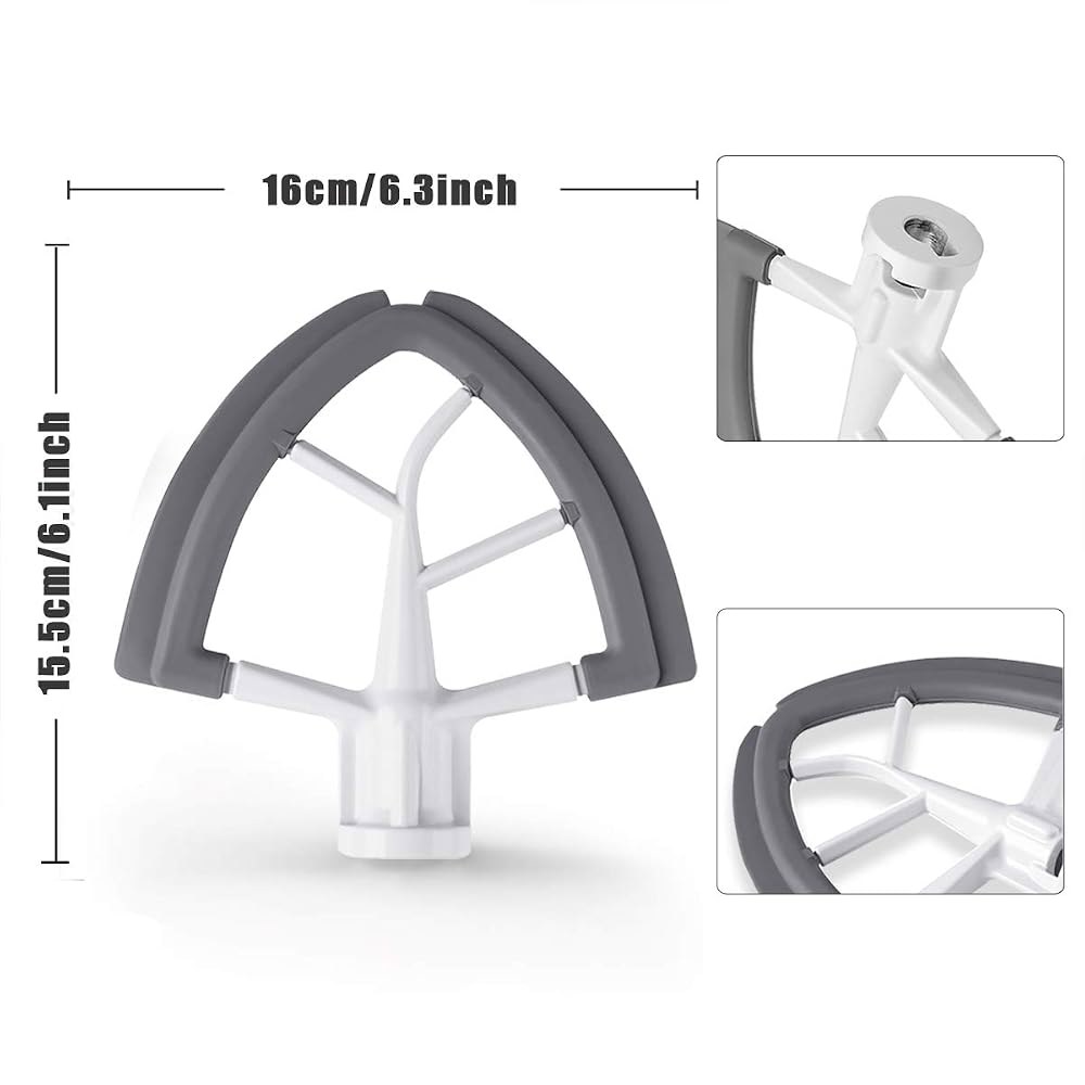 KitchenAid 믹서용 플렉스 엣지 비터, 믹서 액세서리와 호환되며, 4.5~5쿼트 볼에 맞는 틸트 헤드 스탠드 볼, 실리콘 회색 Grey - 상세 이미지 3