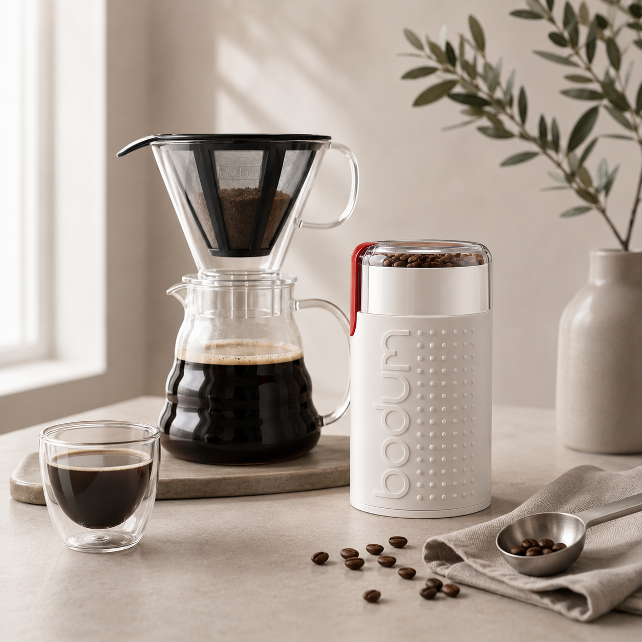 보덤 BODUM 멜리오르 커피 드리퍼 600ml + 비스트로 전동 커피 그라인더 2colors 세트 - 상세 이미지 2