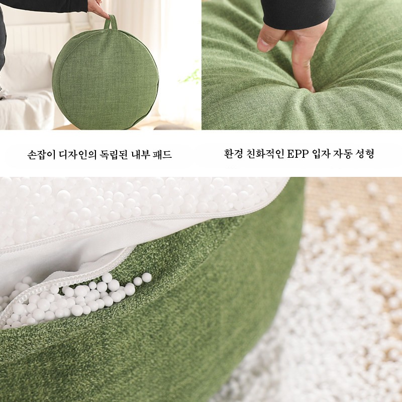 좌식의자 다도 요가 키높이방석 원형 일본식 명상 의자 방석 다다미 매트 - 상세 이미지 3