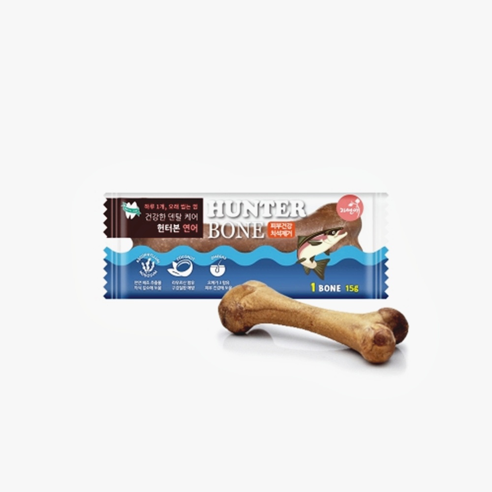자연애 헌터본 개껌 덴탈껌 치석제거 연어 16p, 240g, 1개 - 상세 이미지 2