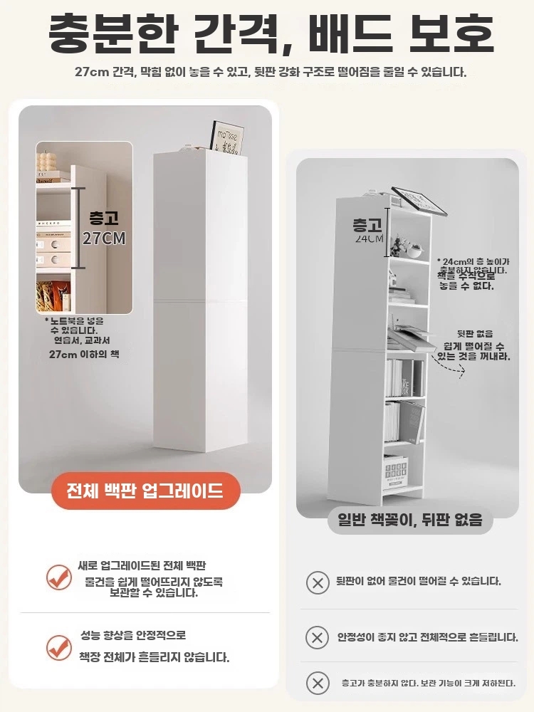 틈새 책장 사이드 수납장 다단 슬림 기본형 - 상세 이미지 5