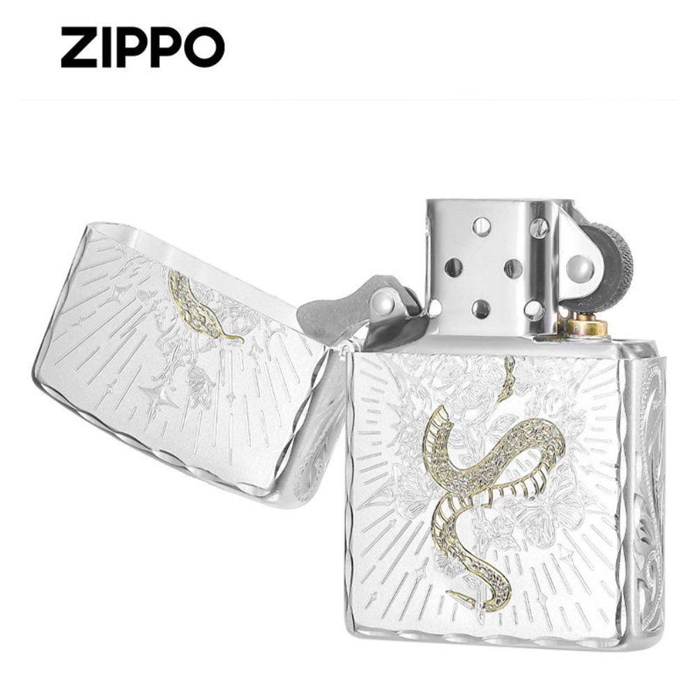 ZIPPO 지포 기름 라이터 뱀 입체 조각 실버 남친 생일 기념일 발렌타인데이 선물 - 상세 이미지 5