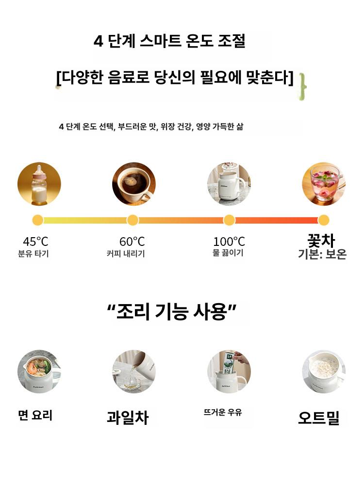 1인용 전기냄비 소형 멀티쿠커 라면 국수 전골 찌개 간편 조리기 듀얼 파워 밀키화이트0 .8L 316 스테인리스 스틸 - 상세 이미지 3