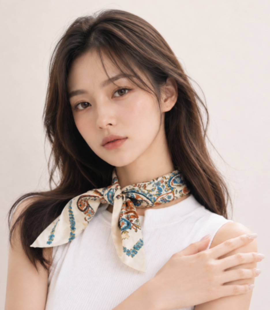 올리비아 뉴욕 4종 100% 실크 사각 스퀘어 반다나 스카프 - 상품 이미지