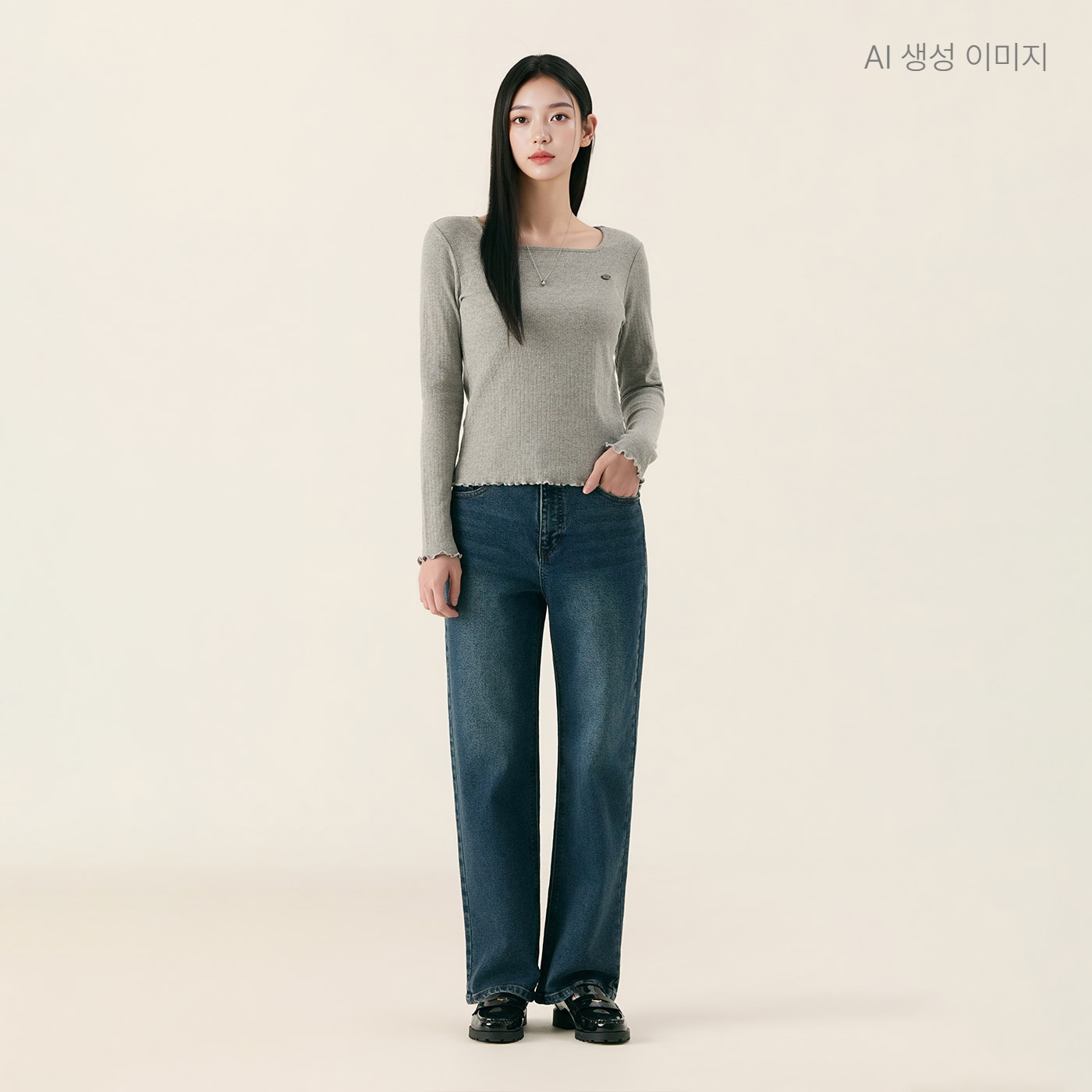 로엠 스트레이트 데님 RMTJG23G13 - 상품 이미지