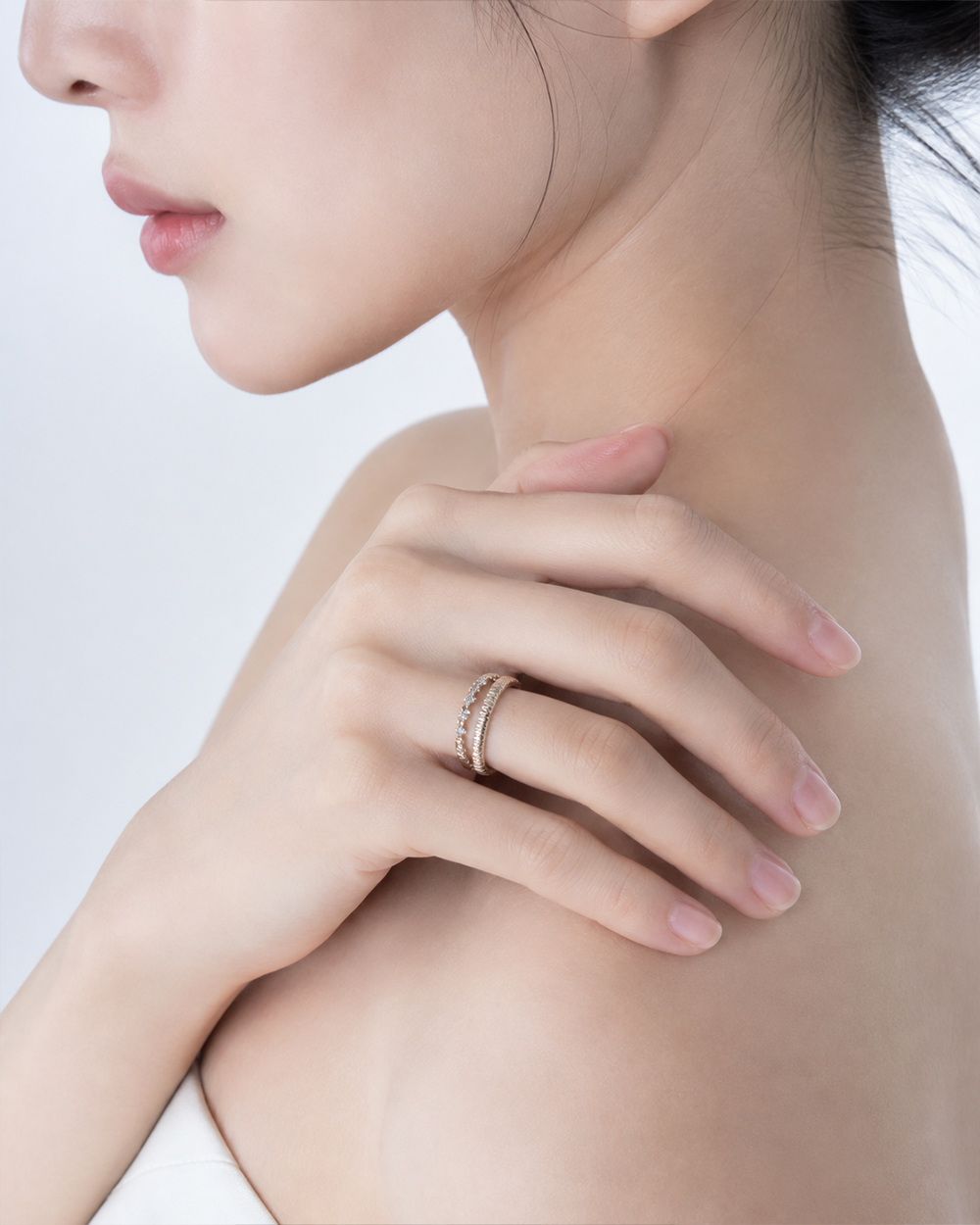 다이아 두줄 반지 노드 레이어드 가드링 스테킹 여성 골드링 여자 친구 선물 이미지 7