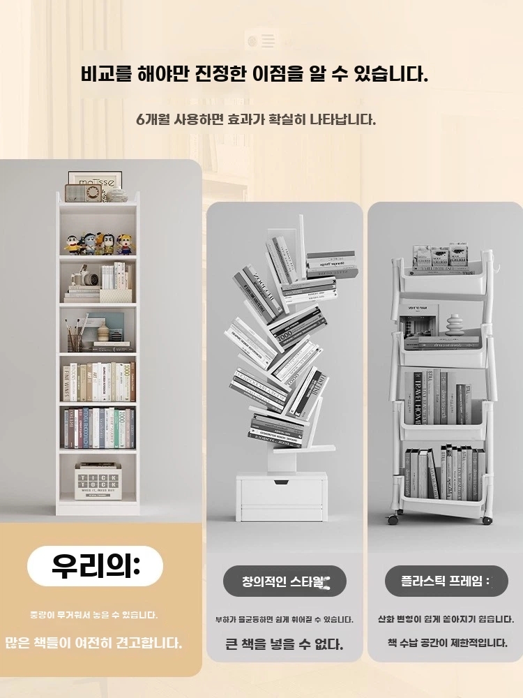 틈새 책장 사이드 수납장 다단 슬림 기본형 - 상세 이미지 2
