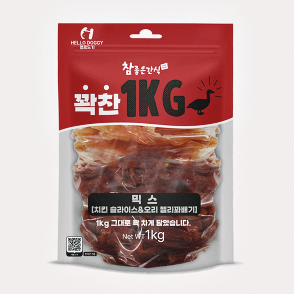 헬로도기 리얼훈제 사시미 애견 대용량 강아지간식 치킨 오리 꽉찬믹스, 1kg, 2개 - 상세 이미지 2