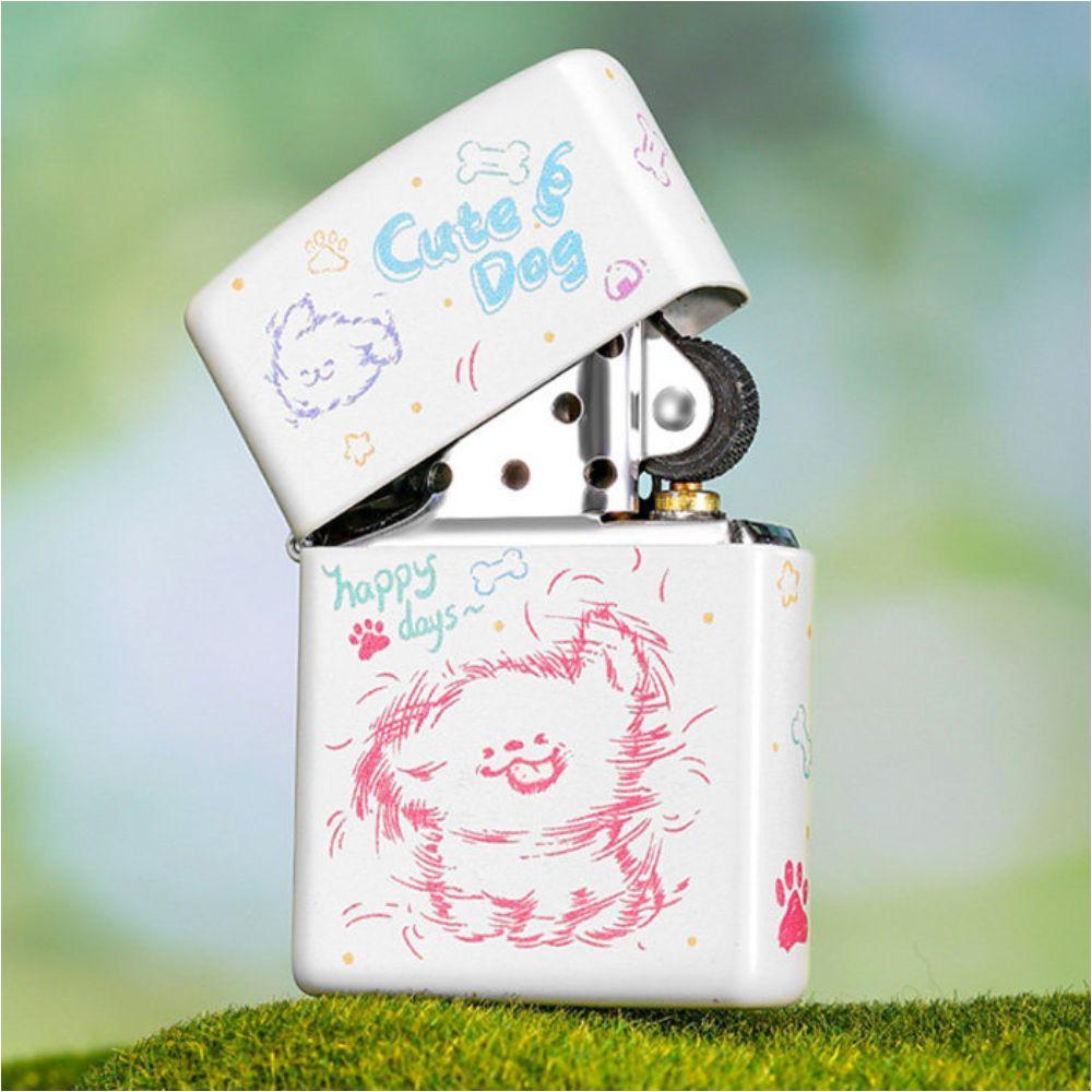 ZIPPO 라이터 행복한 강아지 오일 백아칠 디자인 남친 생일 기념일 발렌타인데이 선물 - 상품 이미지