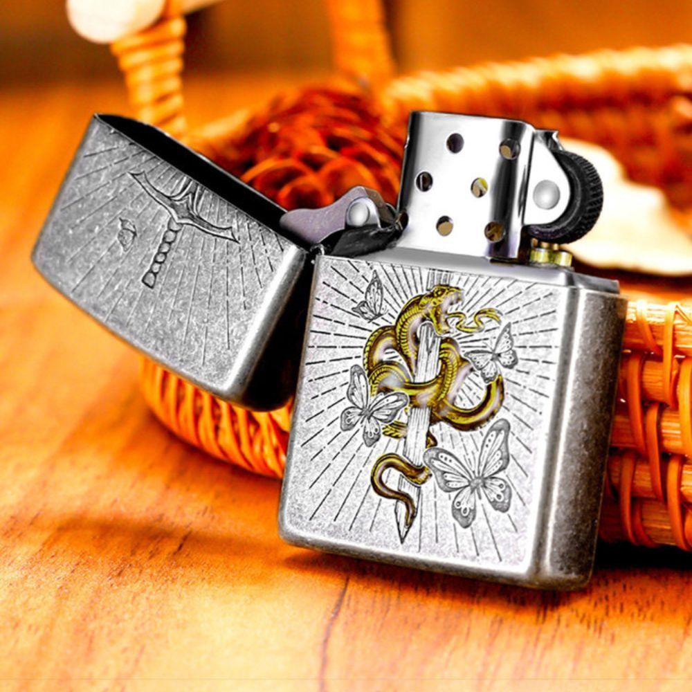 zippo 지포 기름 라이터 뱀검 입체 각인 생일 기념일 발렌타인데이 선물 - 상세 이미지 3