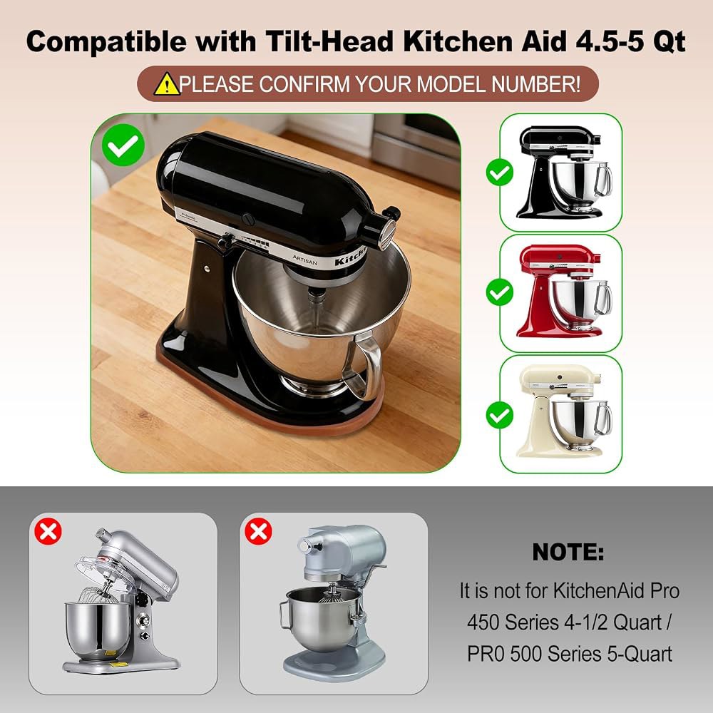 틸트 헤드 주방 보조용 믹서 슬라이더 매트 4.5-5Qt 스탠드 믹서, Falikoco Kitchenaid 소나무, 5개 세트 가전 슬라이더, 보조 액세서리 및 부착물 아티산 시리 - 상세 이미지 3