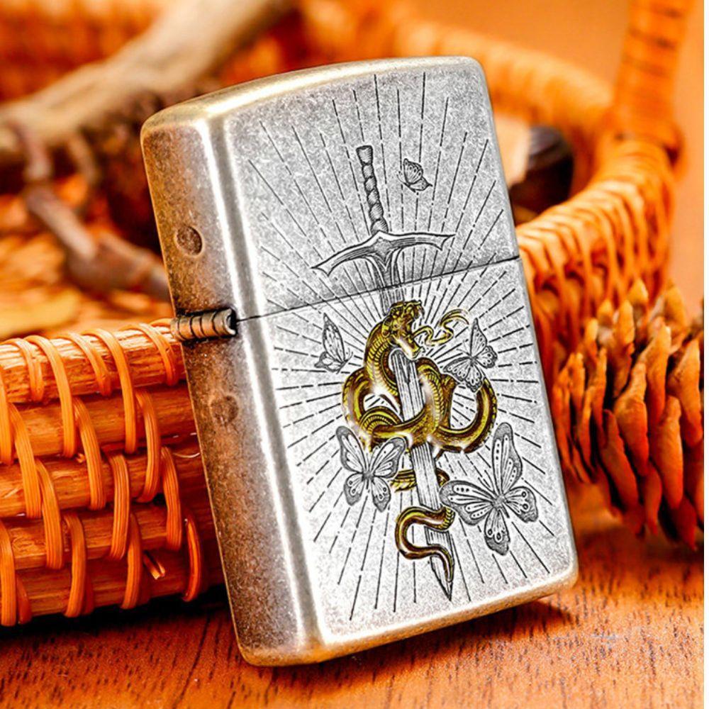 zippo 지포 기름 라이터 뱀검 입체 각인 생일 기념일 발렌타인데이 선물 - 상세 이미지 5