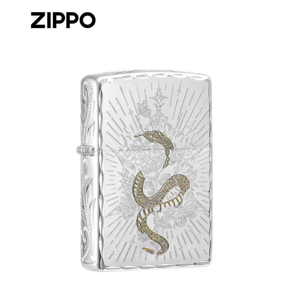 ZIPPO 지포 기름 라이터 뱀 입체 조각 실버 남친 생일 기념일 발렌타인데이 선물 - 상품 이미지