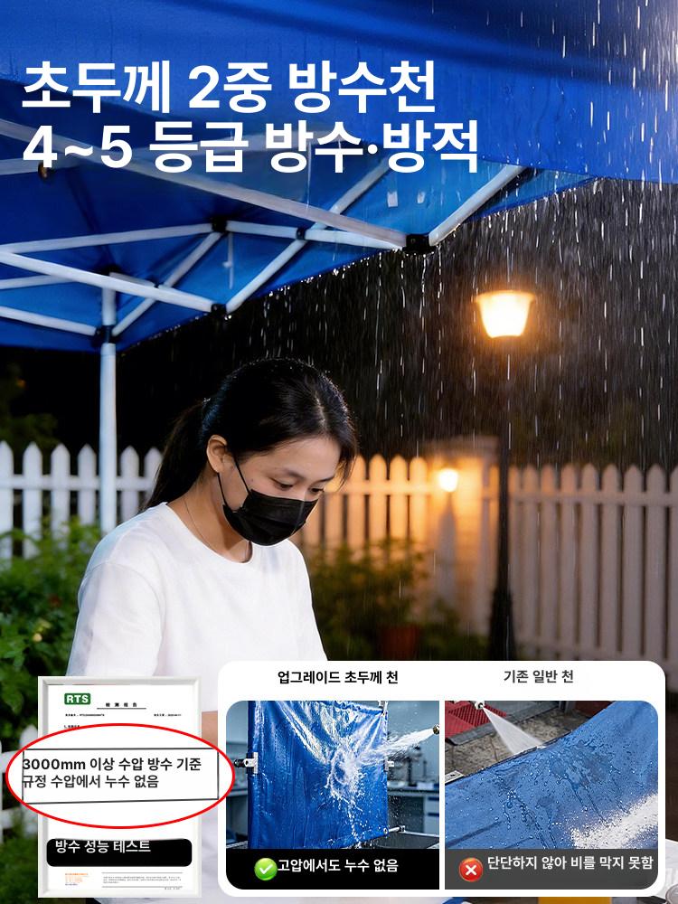 원터치 캐노피 텐트 대형 접이식 야외 행사 캠핑 그늘막 천막 3x3 보강 블랙 블루 임시모델 보증없음 - 상세 이미지 4