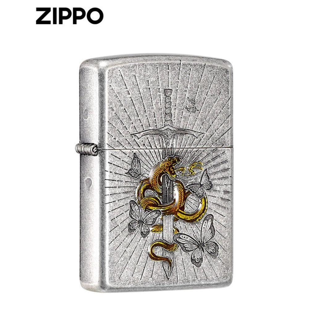 zippo 지포 기름 라이터 뱀검 입체 각인 생일 기념일 발렌타인데이 선물 - 상품 이미지