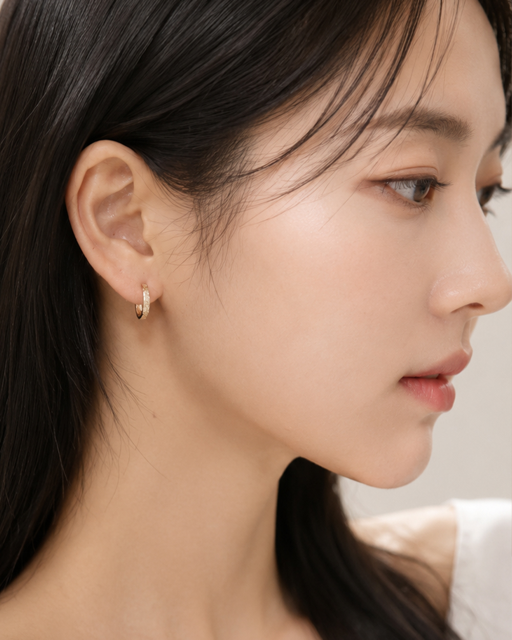 무광 원터치 링 귀걸이 세레나 스지 골드 데일리 여자 친구 선물 기념일 이미지 6