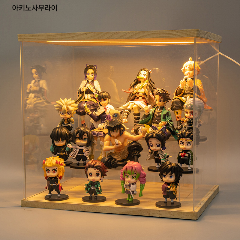 귀멸의 칼날 인형 풀 세트 탄지로 네즈코 젠이츠 생일 선물 주변 장식 피규어 아키노사무라이 10기둥 소형박스 피규어+LED 디스플레이 - 상품 이미지