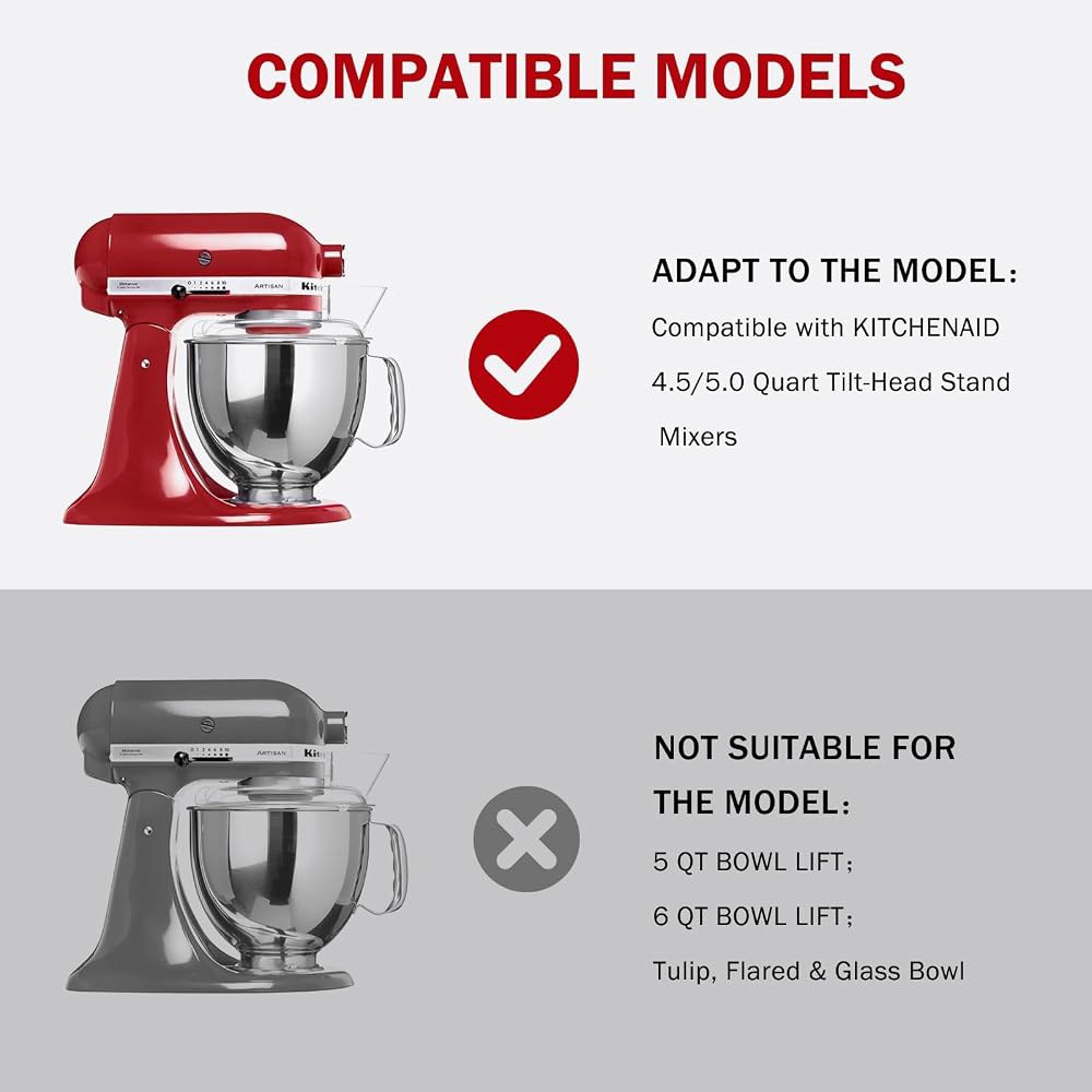 Flex Edge Beater for KitchenAid 4.5 /5 Qt 틸트 헤드 믹서 u2013 유연한 실리콘 가장자리 kitchen aid 패들 부착물, 자동 긁기 볼 스크 - 상세 이미지 3