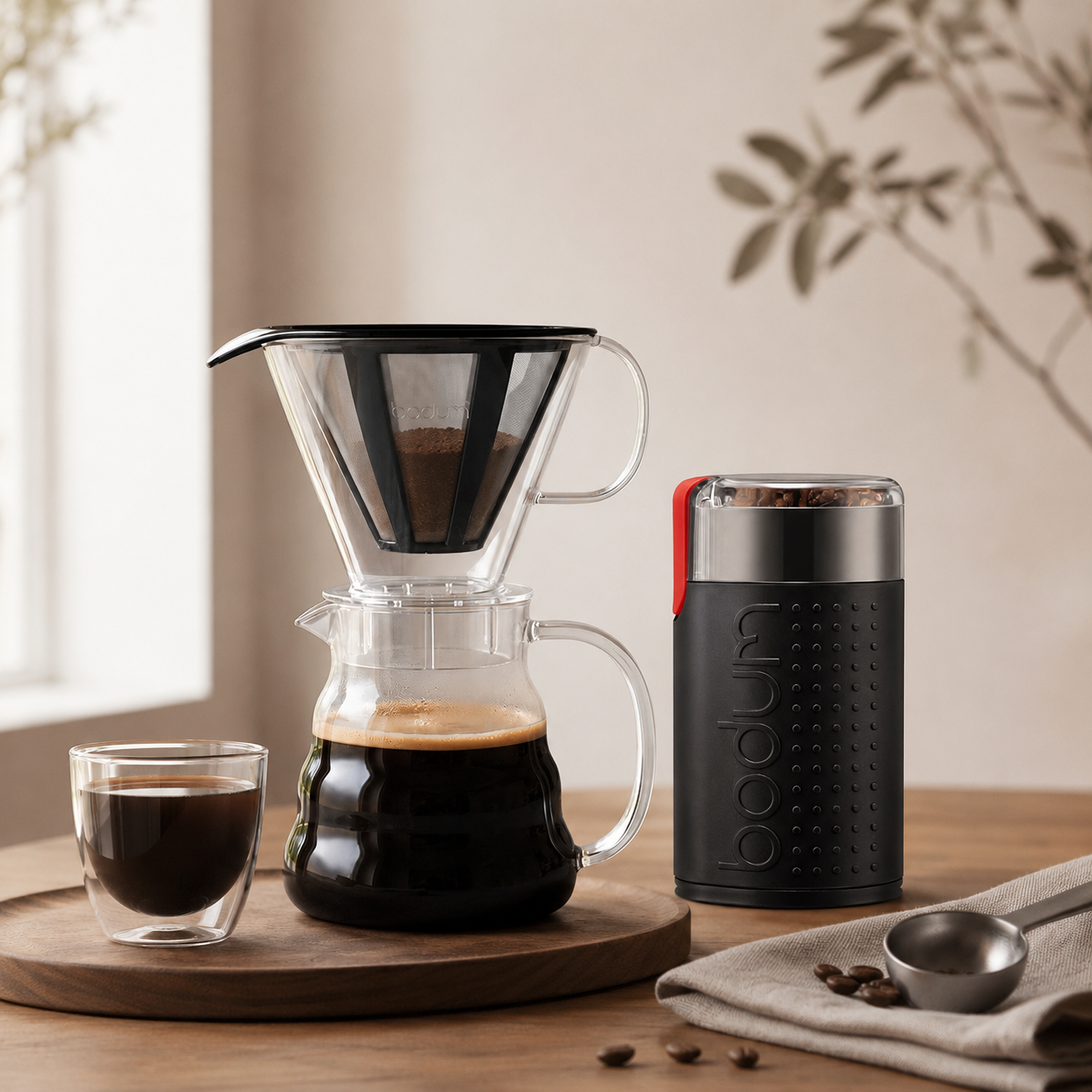 보덤 BODUM 멜리오르 커피 드리퍼 600ml + 비스트로 전동 커피 그라인더 2colors 세트 - 상품 이미지