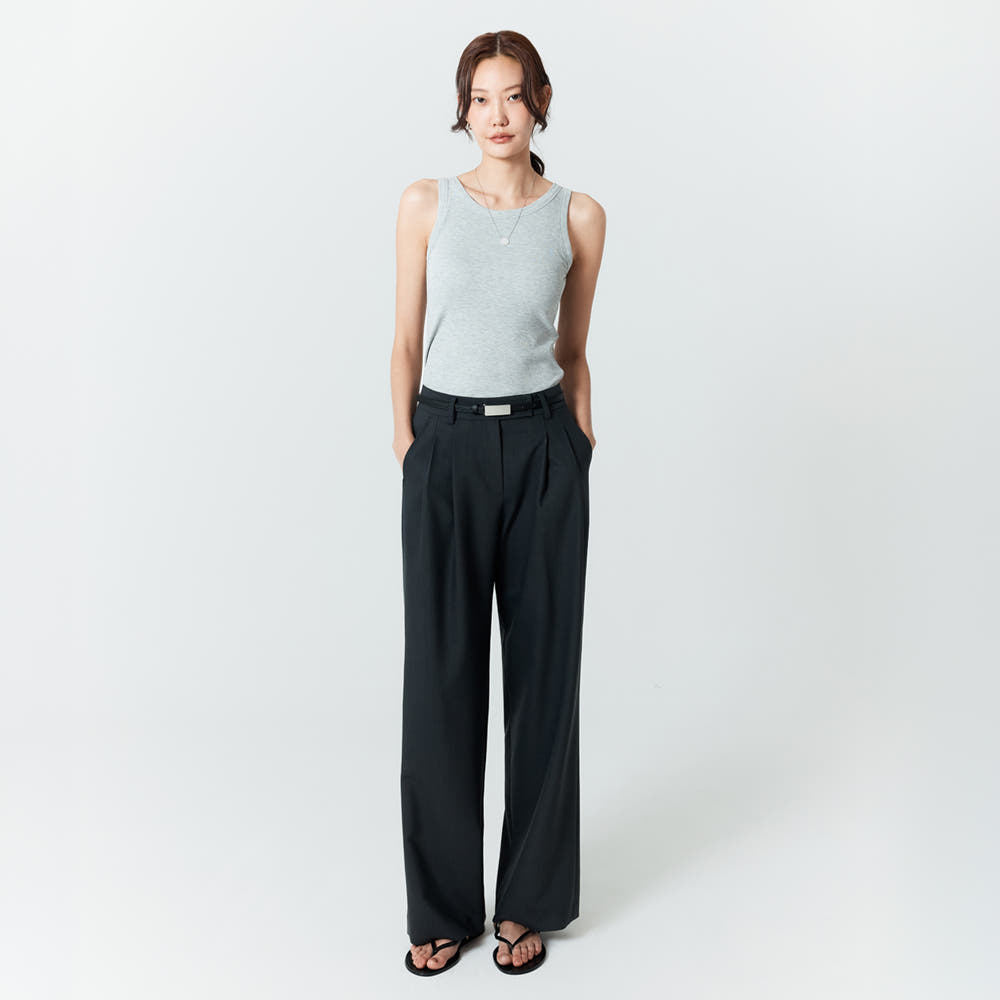 TheAtG 더엣지 26SS 스퀘어 벨티드 투턱팬츠