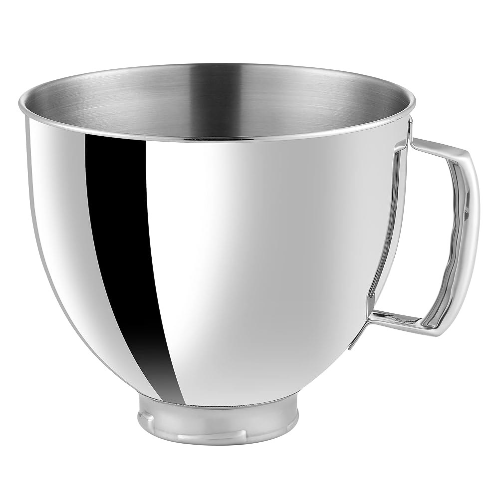 5 QT 스테인리스 스틸 믹서 볼, KITCHENAID 틸트헤드 스탠드 믹서와 호환, 4.5쿼트(4.3L) 및 5쿼트(4.7L) (스테인리스 폴리시드) - 상품 이미지