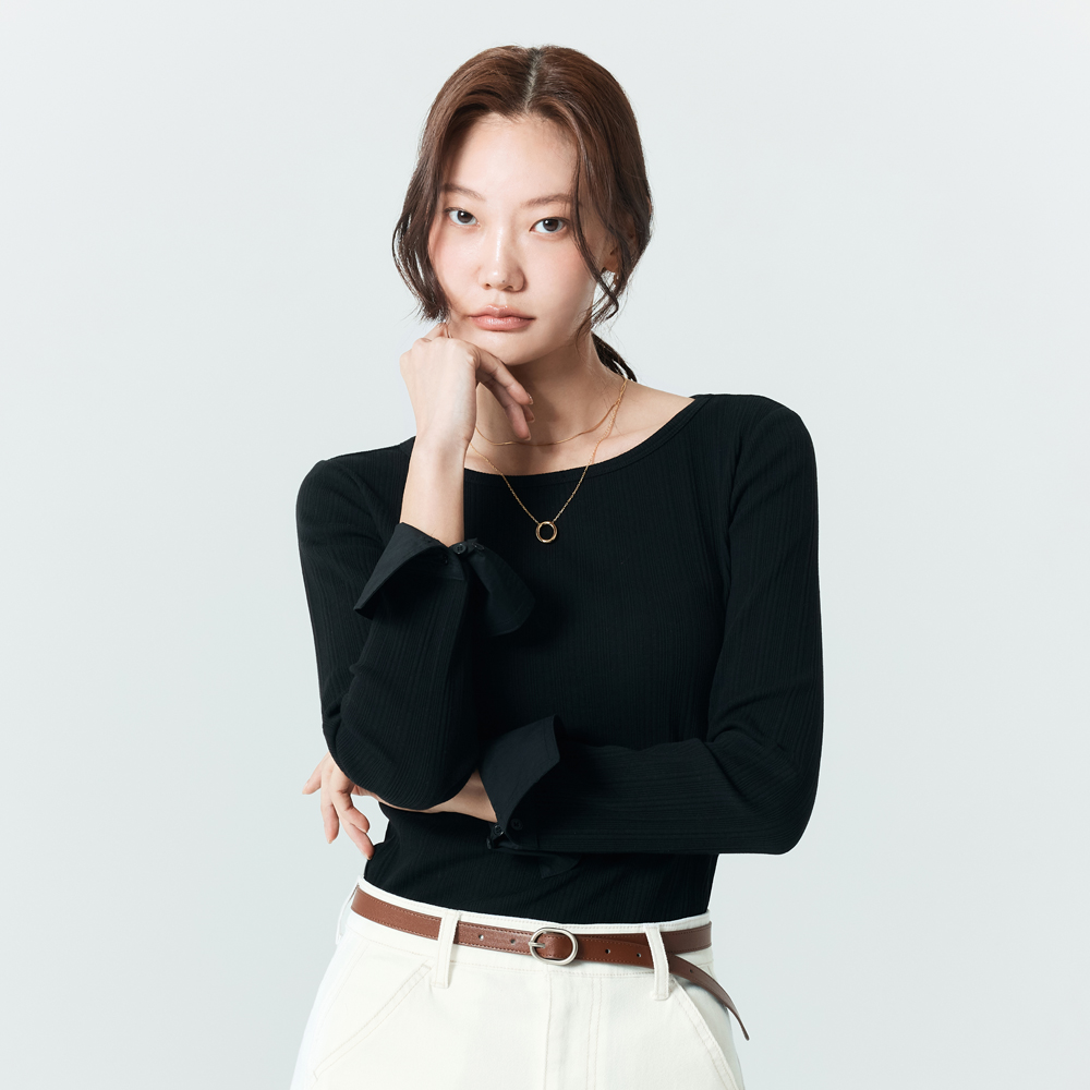 더엣지 [3종세트] 26SS 커프스 골지 티블라우스 - 상품 이미지