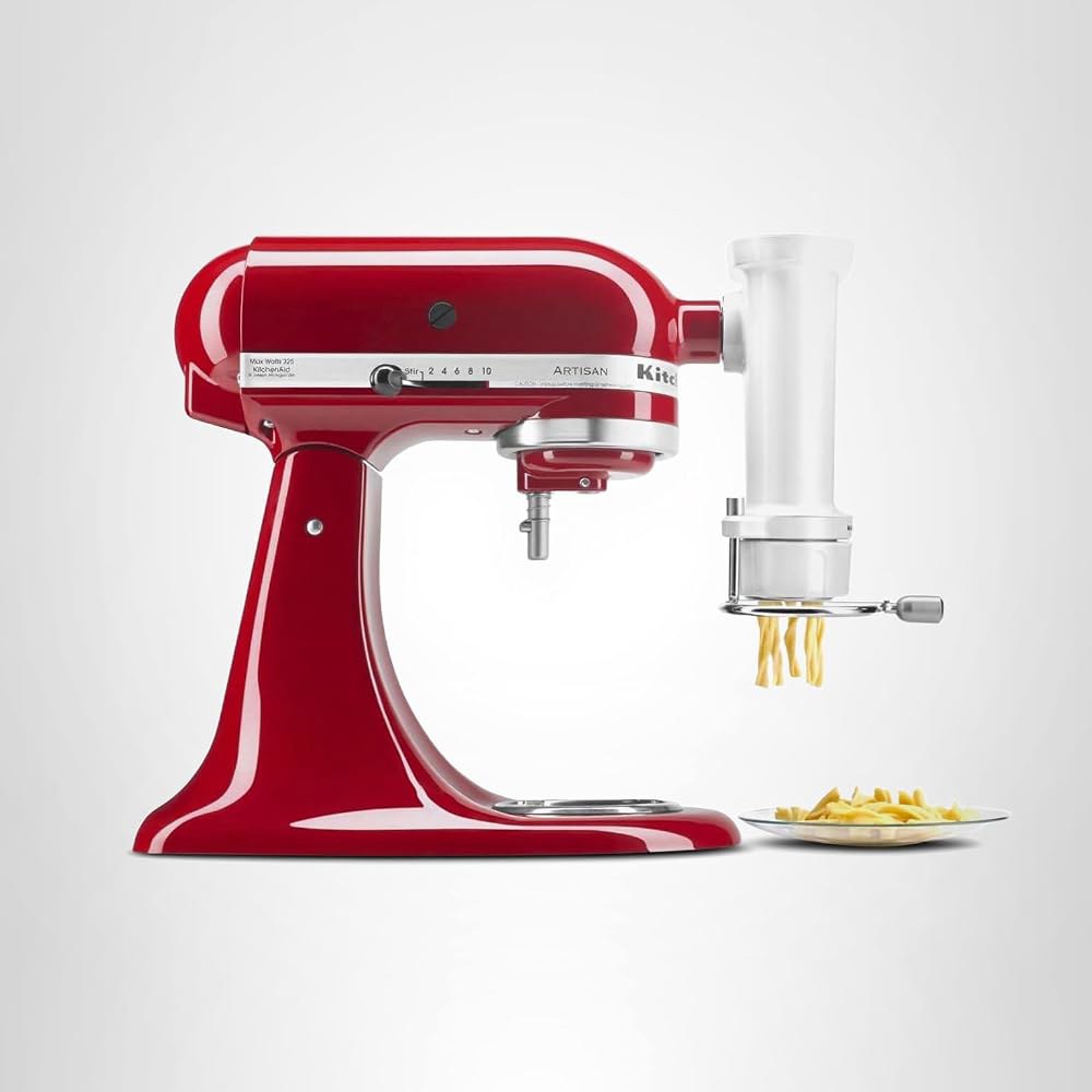KitchenAid KSMPEXTA 고급 파스타 프레스 부착물 | 모든 가정용 스탠드 믹서에 호환, 6개의 빠른 교체 디스크, 보관 케이스, 내장 와이어 커터, 청소가 간편함 - 상품 이미지