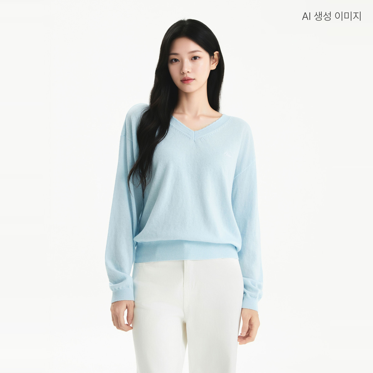 로엠 미니 자수 브이넥 풀오버 RMKAG49R16 - 상세 이미지 3